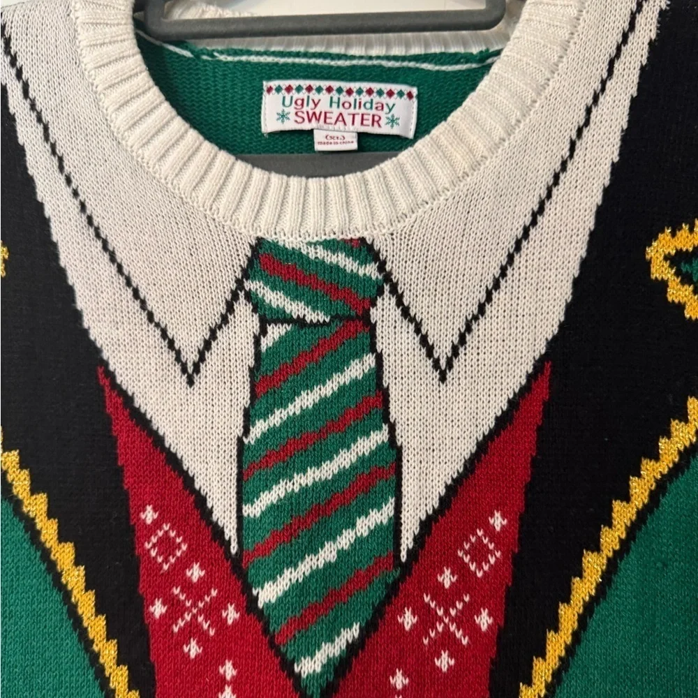 Festive Christmas Men's Sweater with Tie Design- Size XL